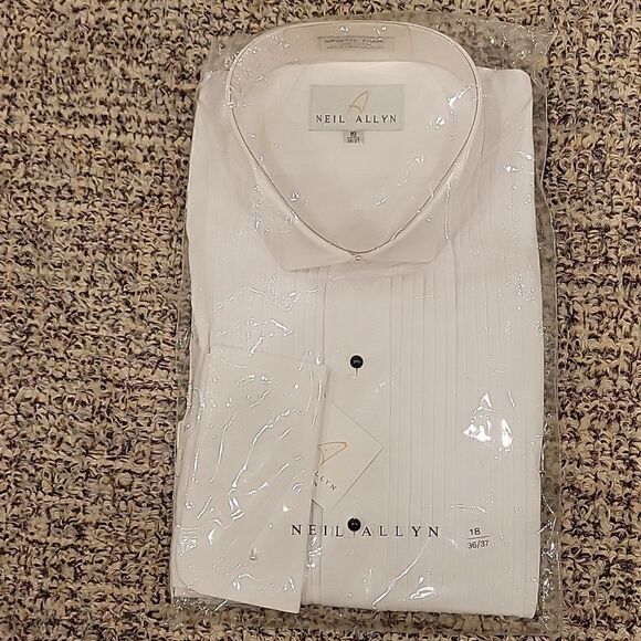 NEIL ALLYN 100%cotton mens dress 👔, white shirts 18 36/37 - Picture 2 of 4
